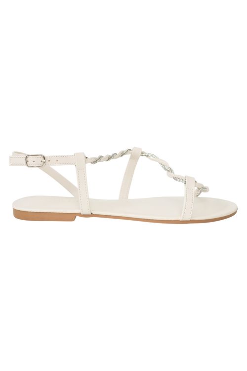 Rasteira Cobra com Brilho Off White
