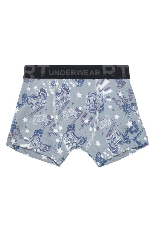 Cueca Boxer Juvenil com Estampa Game Cinza Tam 10 a 16