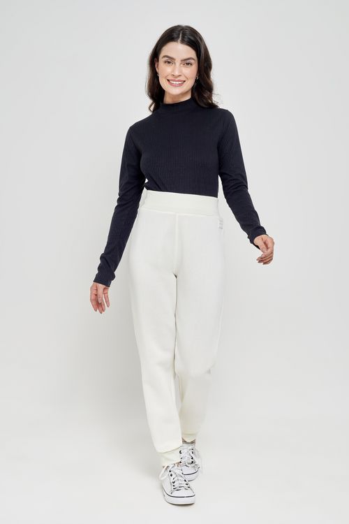 Calça Moletom Feminina Jogger Off White