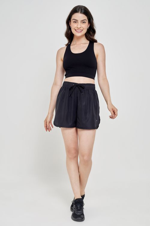 Shorts Runner Feminino Caedu Preto Tactel Leve
