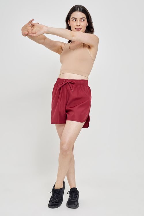 Shorts Runner Feminino Caedu Tactel Vermelho Escuro