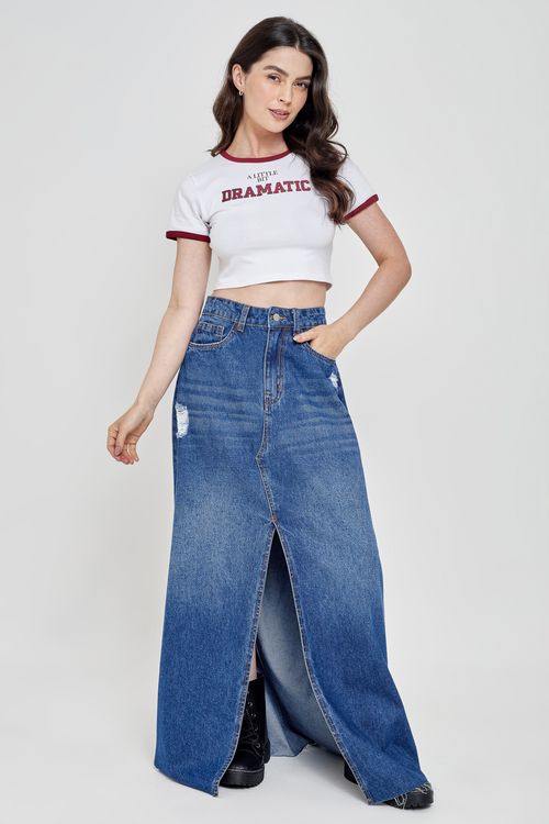 Saia Feminina Jeans Azul Escuro