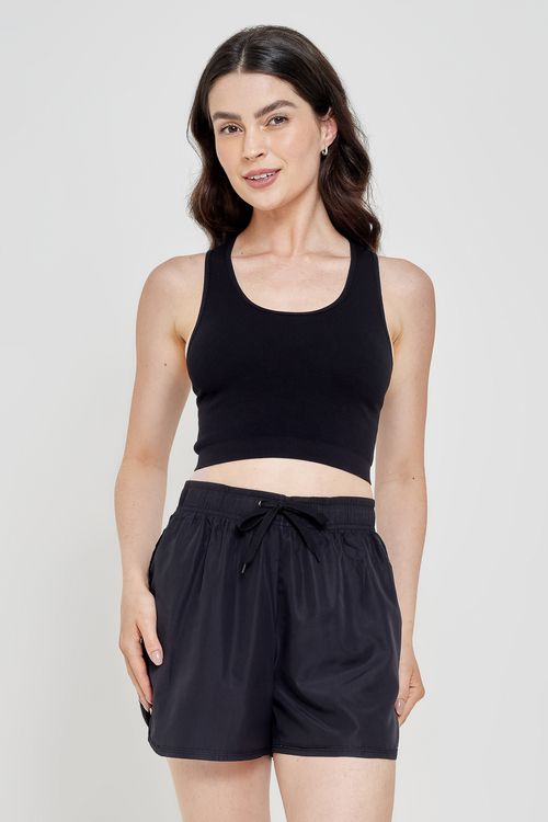 Top Feminino Esportivo Sem Costura Preto