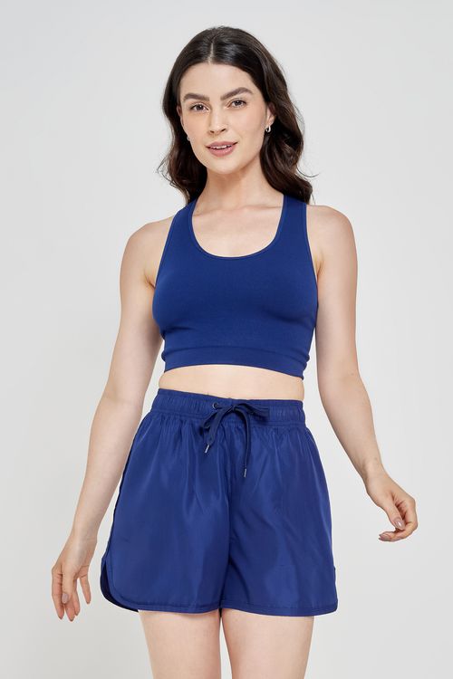 Top Feminino Esportivo Sem Costura Azul Escuro