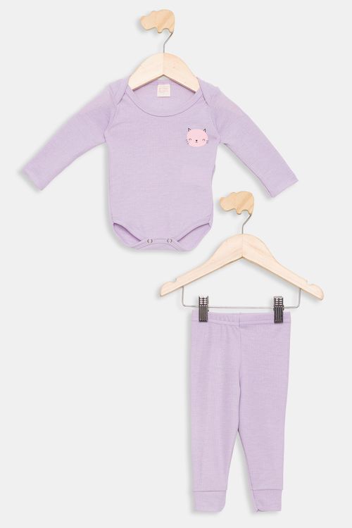 Conj inf/bba rib silk lilas lilas