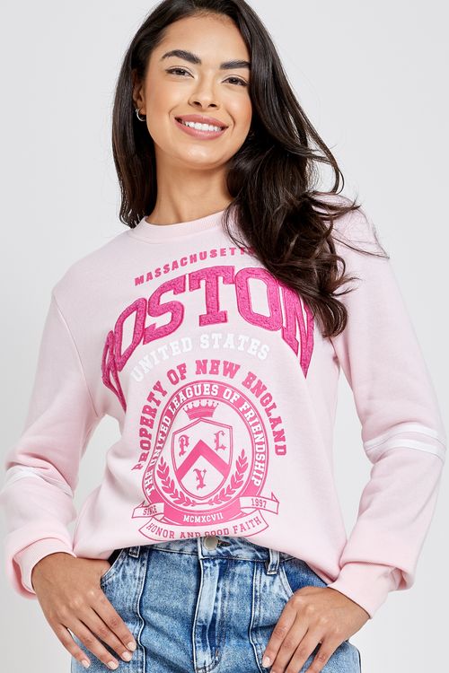 Fem fsh ffm022 top moletom boston rosa rosa
