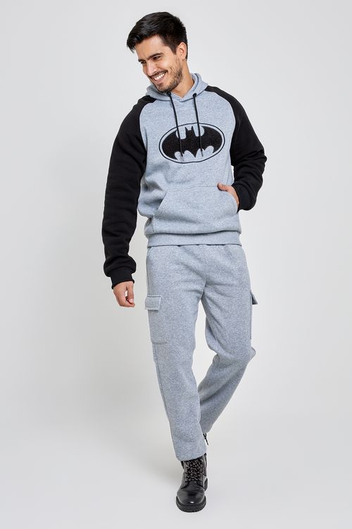 Calça Moletom Masculina Cargo Cinza Claro