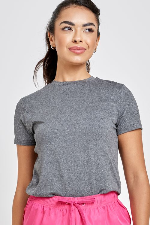 Camiseta Feminina Esportiva Manga Curta em Polybrush Mescla