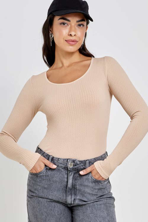 Blusa Feminina Sem Costura Bege Claro