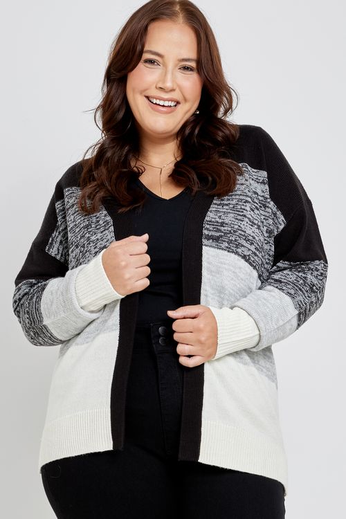 Fem fpm fgg005 cardigan alongado listrad estampado