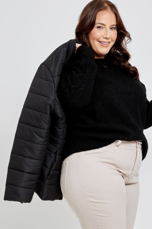 Jaqueta Feminina Feita Pra Mim Puffer Preta