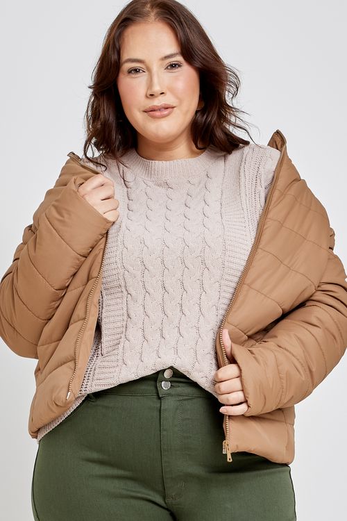 Jaqueta Feminina Feita Pra Mim Puffer Marrom