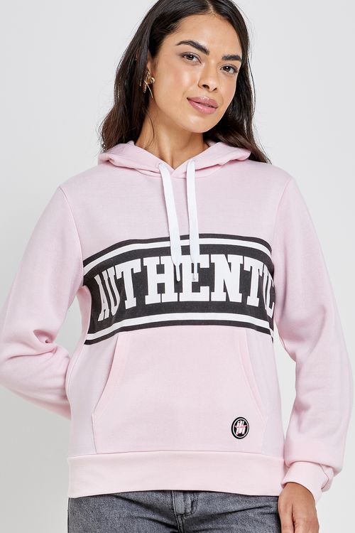 Blusão Moletom Feminino Rosa Authentic