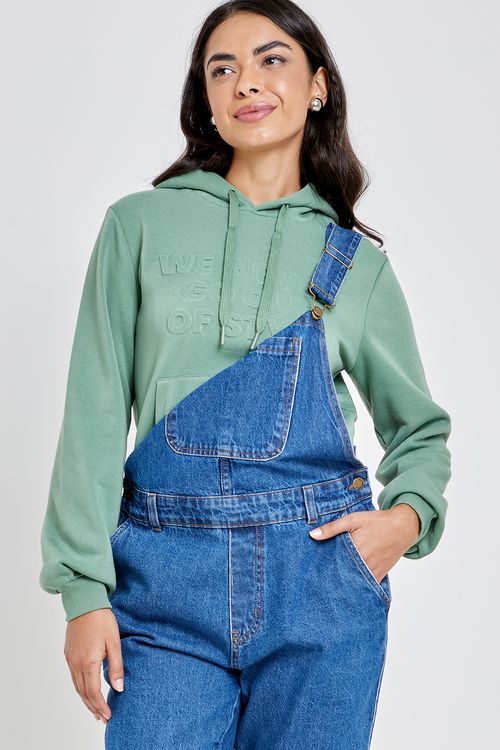 Blusão Moletom Feminino com Relevo Verde