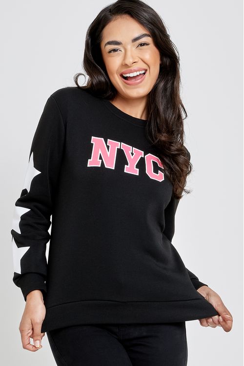 Fem fsh ffm027 top moletom nyc stars pre preto