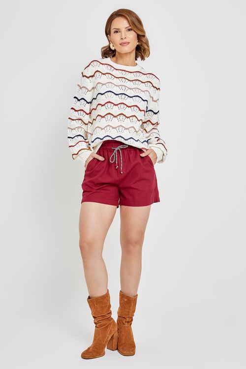Fem csl fcah033c short linho vermelho vermelho escuro