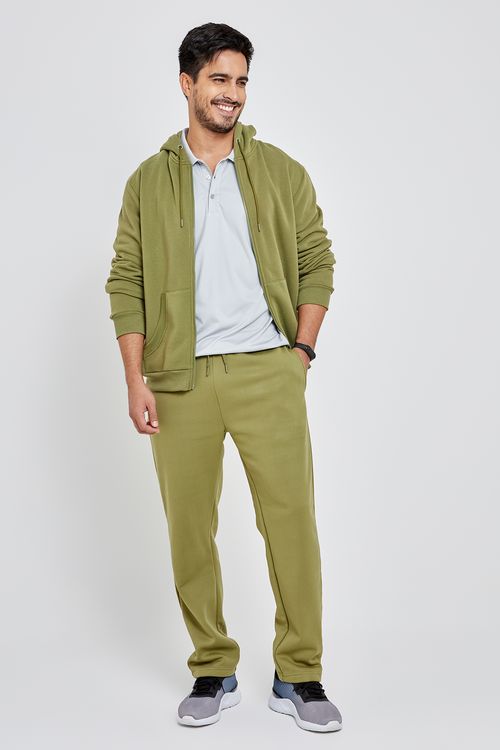 Calça Moletom Masculina com Cós Elástico Verde Escuro