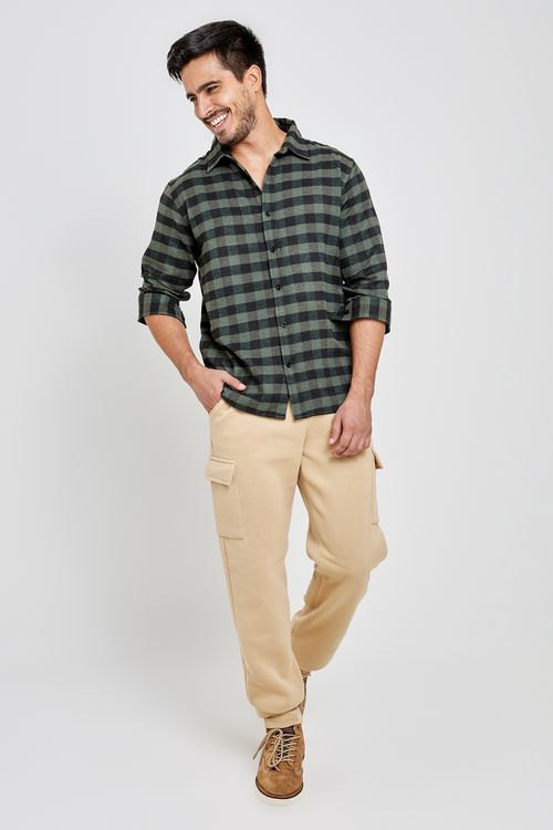Calça Moletom Masculina Cargo Bege