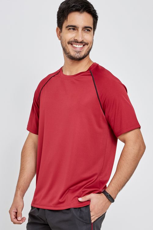 Camiseta Masculina Manga Curta Raglan Vermelha