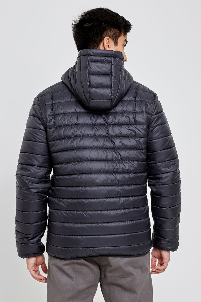 Jaqueta Puffer Masculina com Capuz Preta