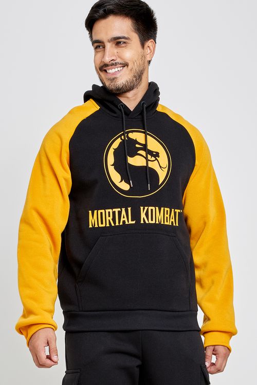 Moletom Masculino Mortal Kombat Preto e Mostarda
