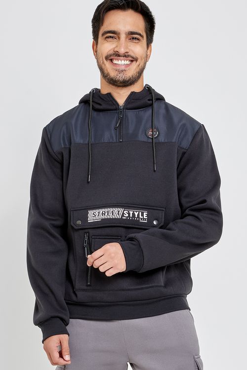 Moletom Masculino com Bolso Preto