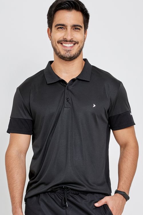 Polo Masculina Esportiva Poly Mesh Preto