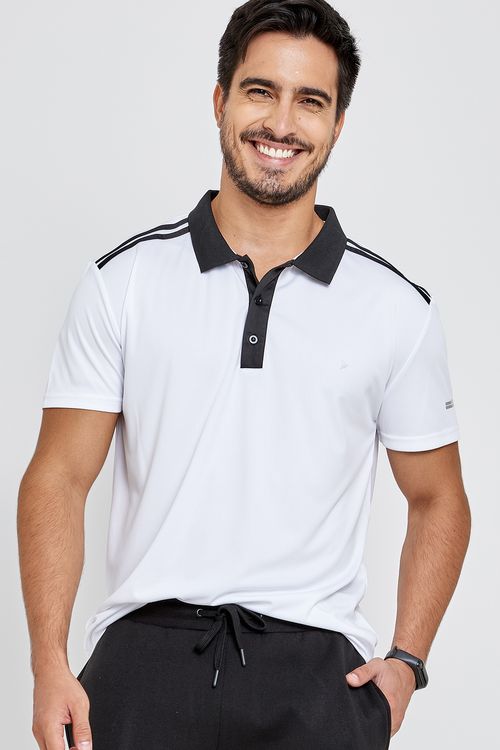 Polo Masculina em Poliéster Branca