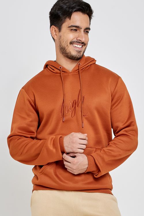 Moletom Masculino com Bordado Fechado Caramelo