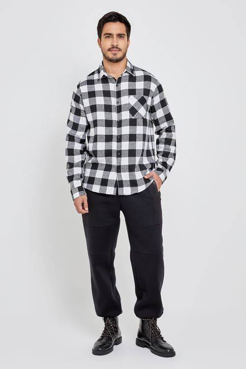 Calça Moletom Masculina Preta com Recortes Modernos