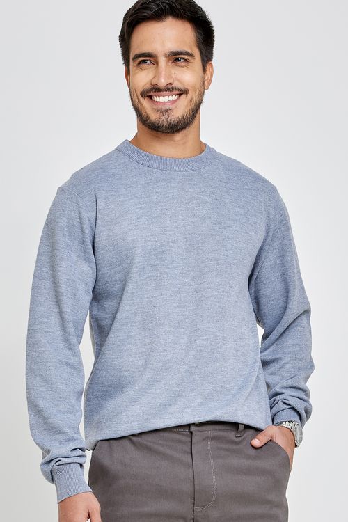 Suéter Masculino Liso Cinza