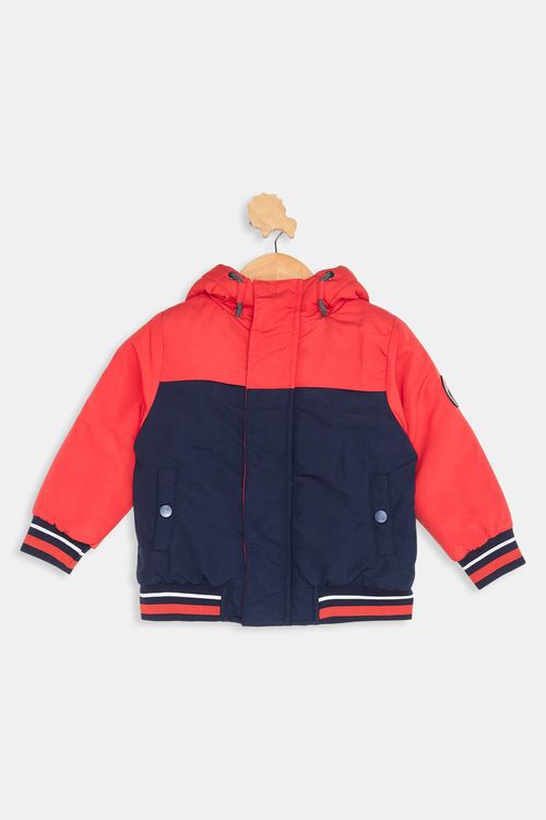 Jaqueta Acolchoada Infantil Menino Vermelha e Azul Marinho Bicolor
