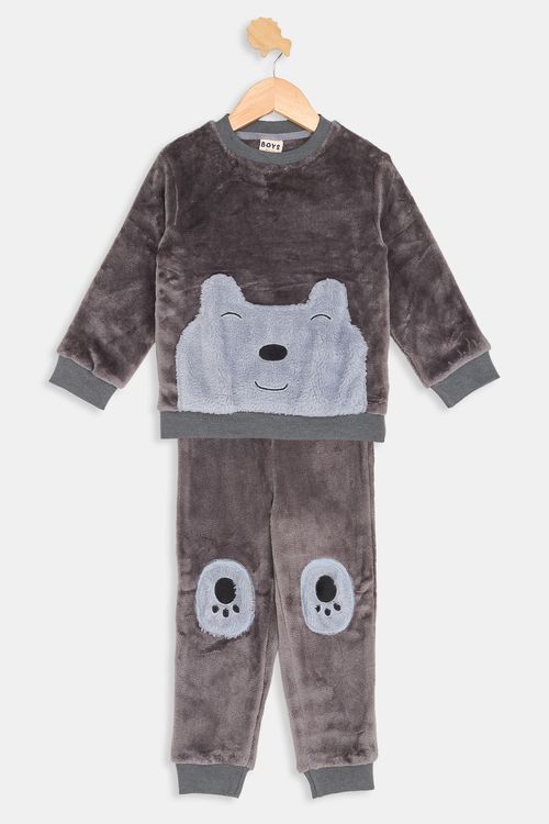Inf 1/3 nos itr051 conjunto plush urso cinza medio