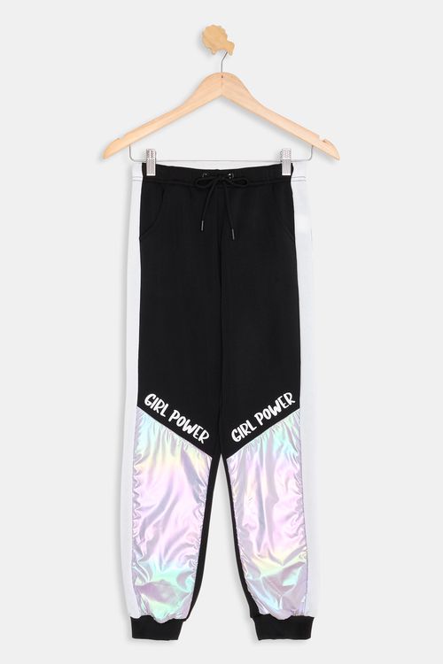 Calça Moletom Infantil Caedu Girl Power Cirrê Preta