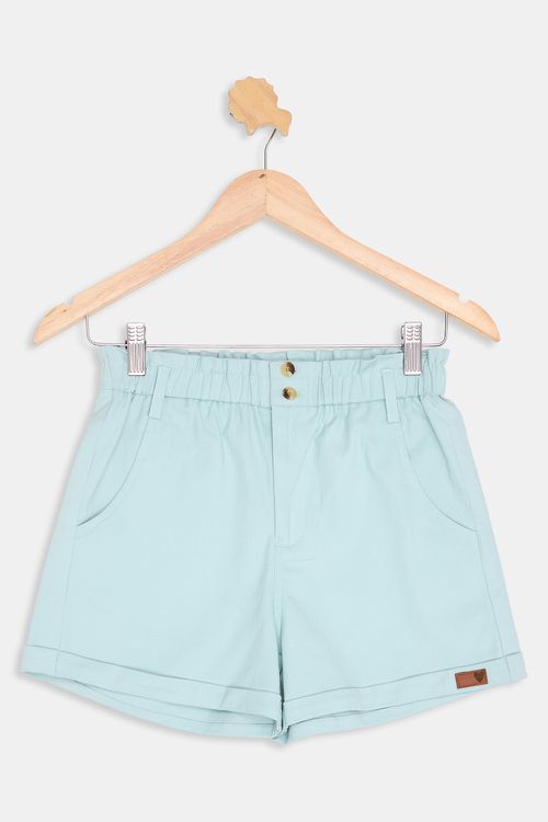 Shorts Infantil Caedu Sarja Verde Claro Cós Elástico