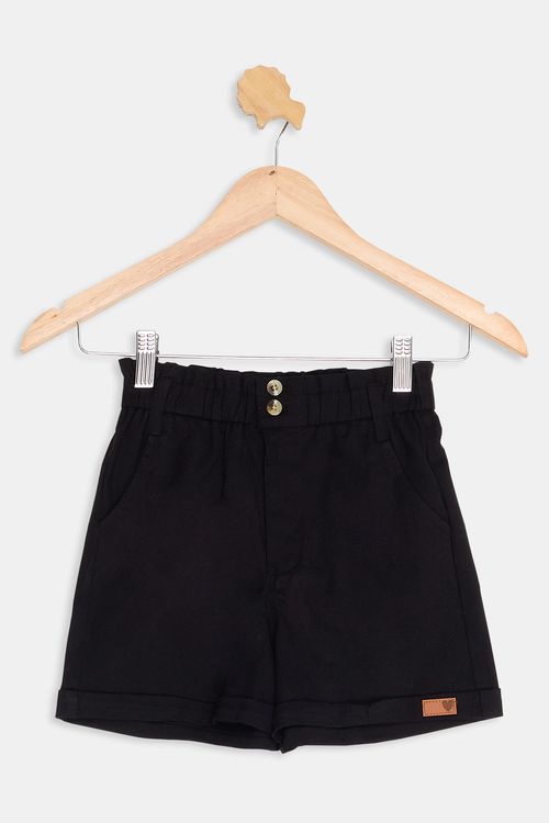 Shorts Infantil Caedu Preto Sarja Algodão Elástico