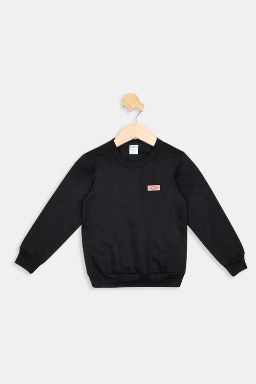 Blusão Infantil Meninos Moletom Gola Careca Preto Tam 1 a 3