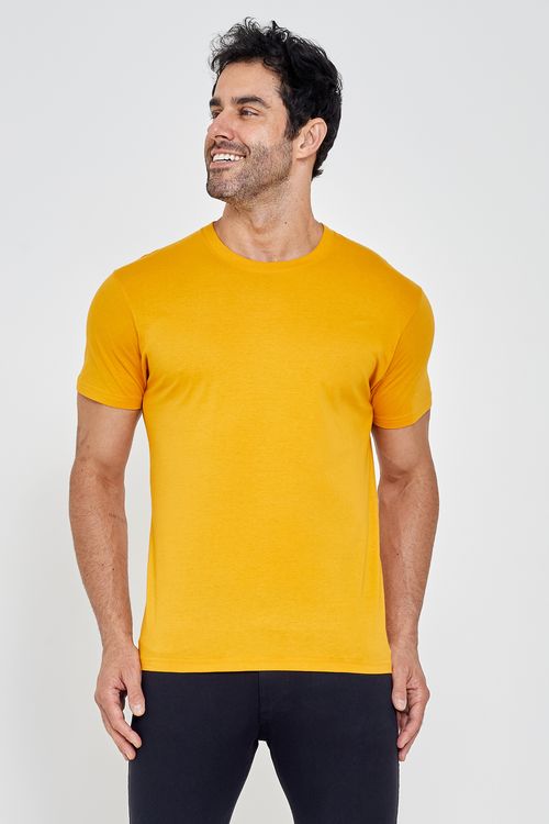Camiseta Masculina Caedu Manga Curta Penteada Mostarda