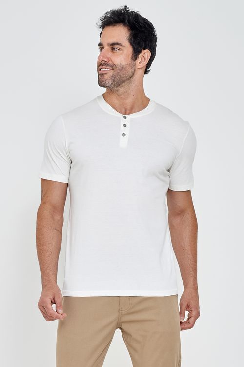 Camiseta m/c masc botoes cs branco branco
