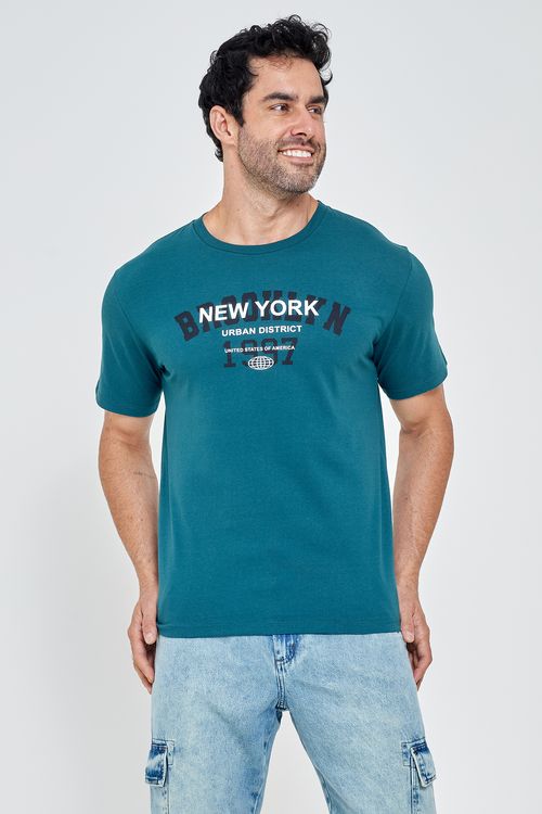 Camiseta Masculina New York Turquesa