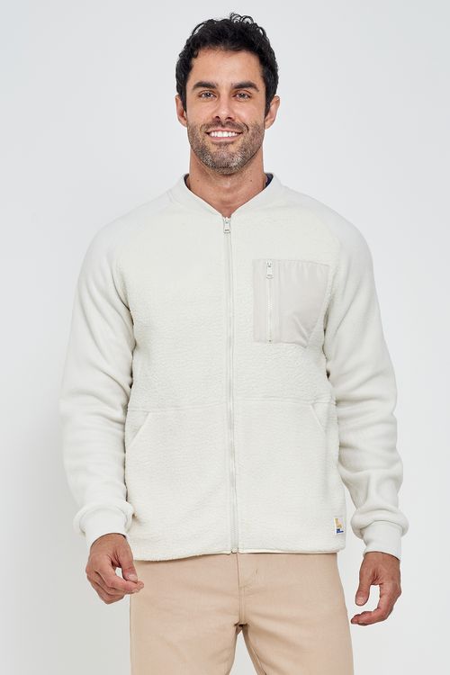 Masc trendy mtm015 blusa sherpa ab zip bege claro
