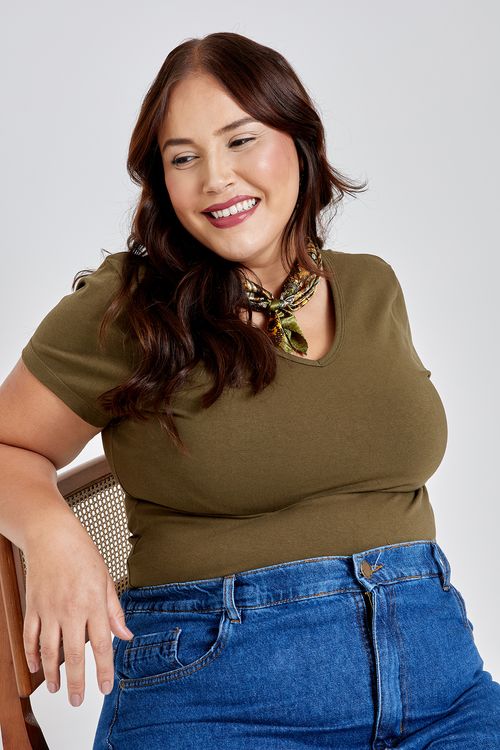 Blusa Feminina Caedu Algodão Verde Militar Confortável