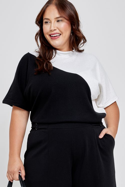 Blusa fem fpm casual napolitano gl alta preto