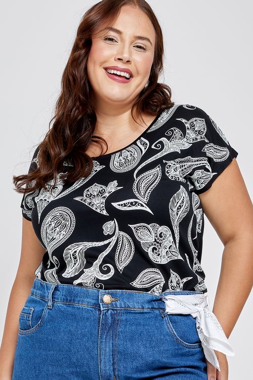 Blusa fem fpm promo casual m/c visc est estampado
