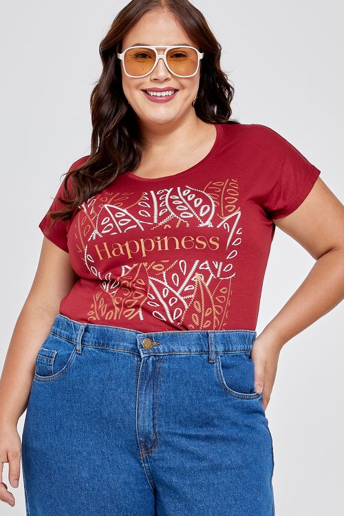 Blusa Feminina Caedu Viscose Estampa Local Vermelho Escuro