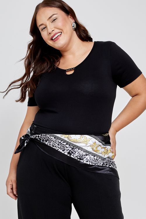 Blusa m/c fpm casual gota com avia preto preto