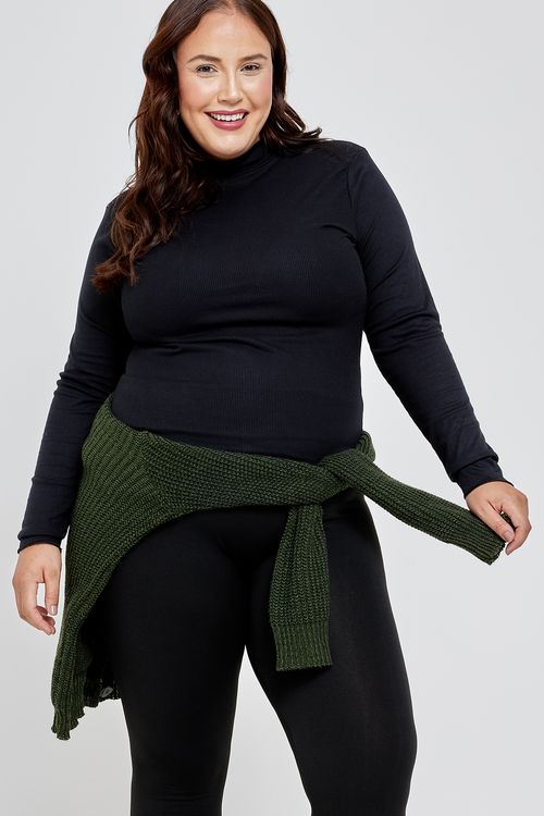 Blusa fem promo fpm ml ribana preto preto