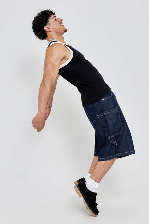 Bermuda masc jv 97585 jns esc baggy jeans escuro