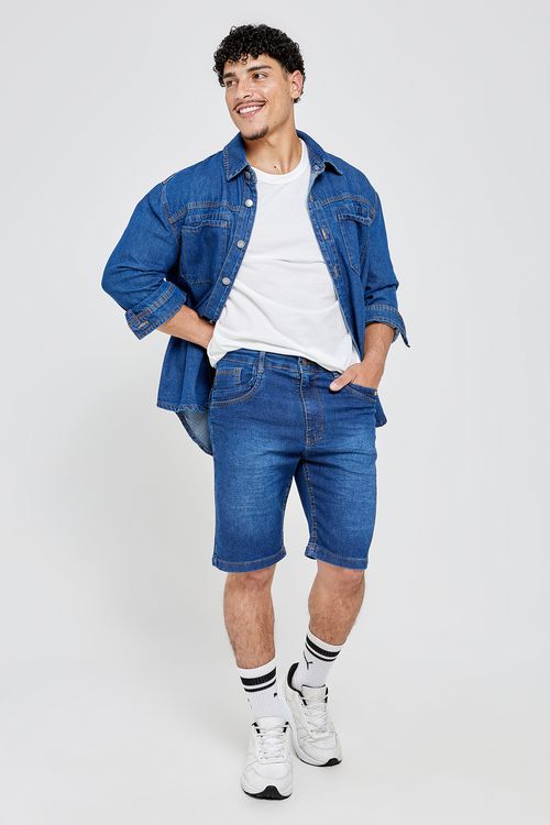 Bermuda Jeans Masculina Caedu Azul Médio: Estilo e Conforto