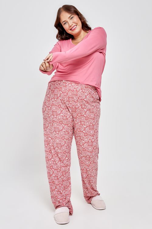 Ling fpm lgj011 pijama ml polybr paisley rosa medio
